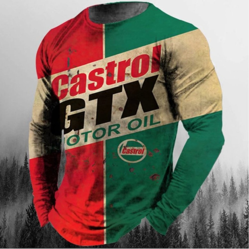 3/$50 Men's 3D Retro Printed Long Sleeve Cotton Vintage Oil T-Shirt